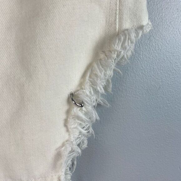 Sandy Liang Tams High Waisted Frayed Denim Mini Skirt - Picture 6 of 10